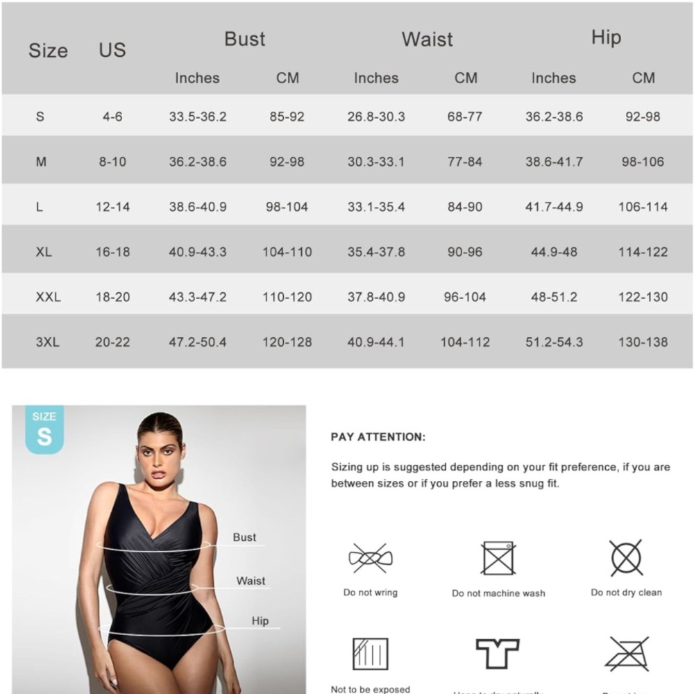 🚘POPILUSH The Shapewear One Piece Swimsuits Padded Push-Up Ruched V Neck tummy - Picture 11 of 16